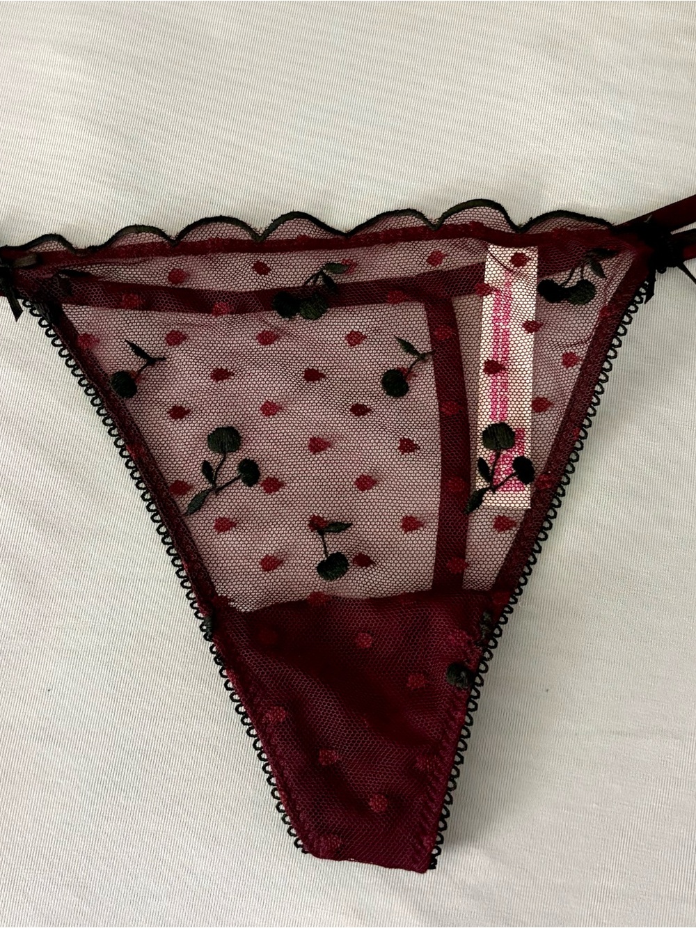 Victoria's Secret Burgundy Sheer Cherry Embroidered Bikini